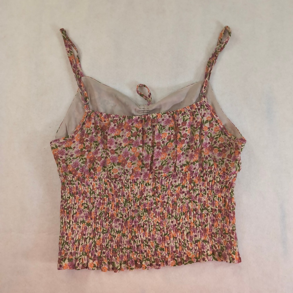 Dress Forum Los Angeles‎ Floral Smocked Crop Top — Boho Chic Tie Strap L - Picture 4 of 8
